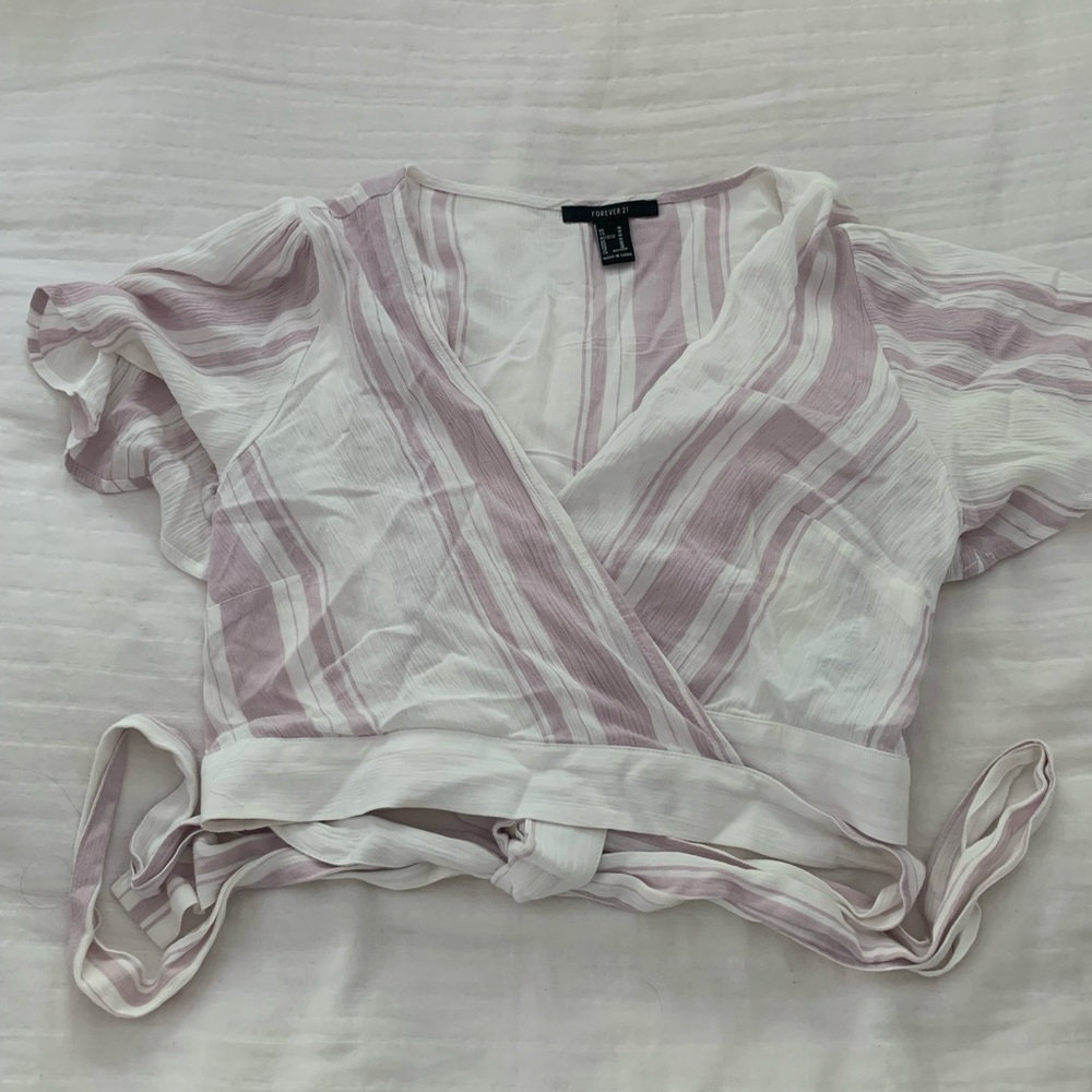 Forever 21 Crop V-Neck Strappy Shirt